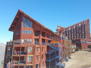 Two of the three hotels at Valle Nevado Ski Resort - Hotel Valle Nevado and Puerta del Sol